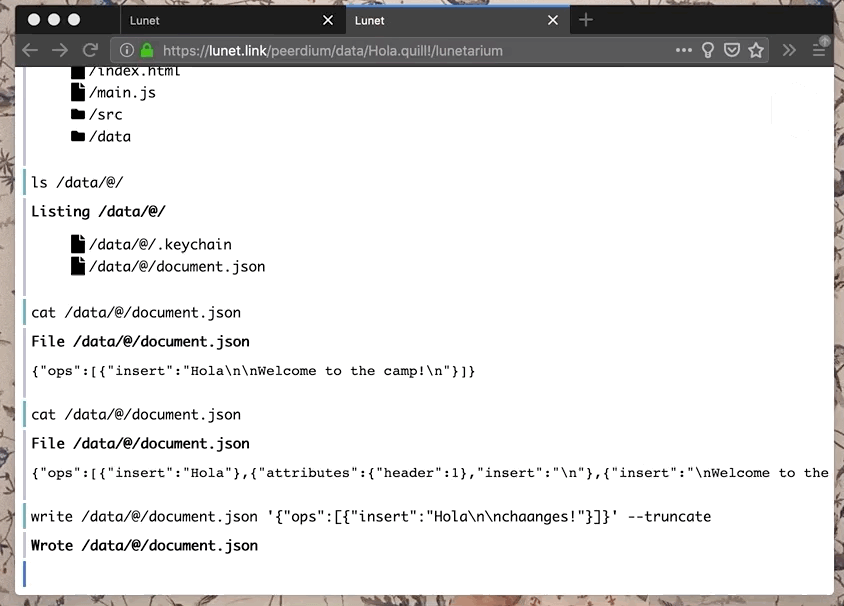 create in console